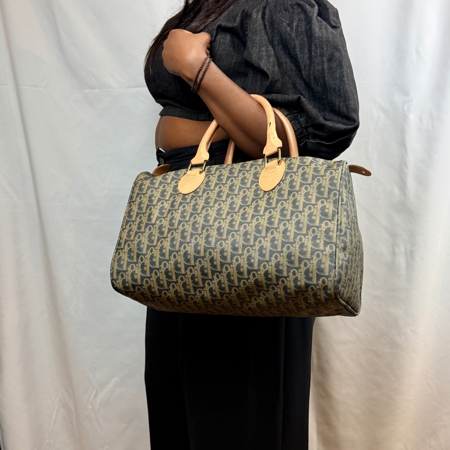 Christian Dior Trotter Canvas Boston Bag PVC Black