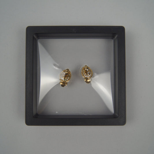Christian Dior earrings 14K gold plated surface-alloy Stone