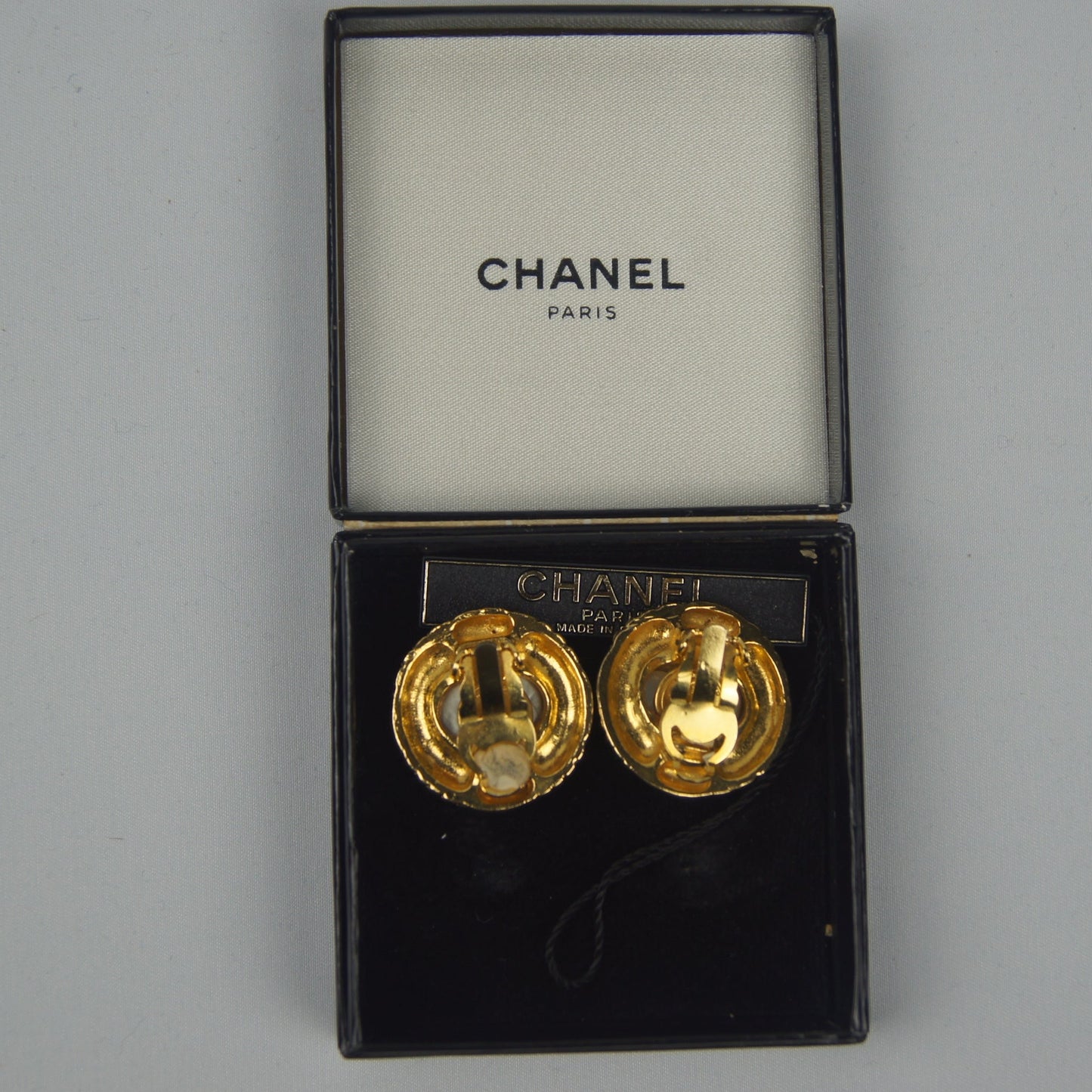 Chanel Earrings - Pearl and Gold tone surround