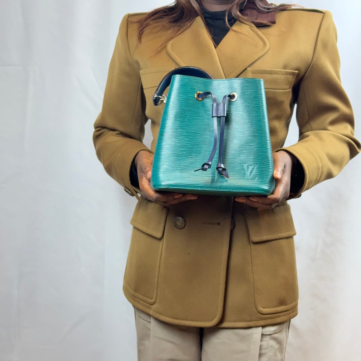 Louis Vuitton - green and blue NéoNoé BB Epi Leather Bucket Bag