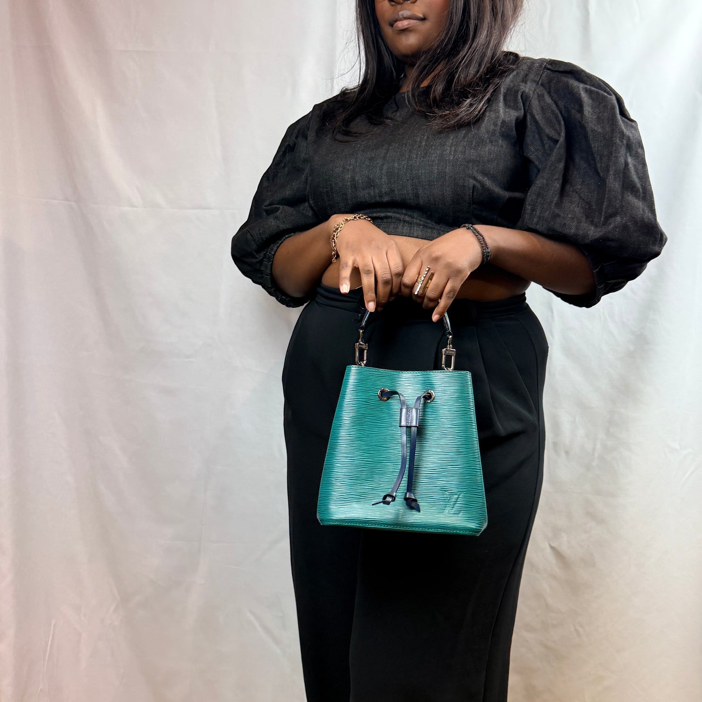 Louis Vuitton - green and blue NéoNoé BB Epi Leather Bucket Bag