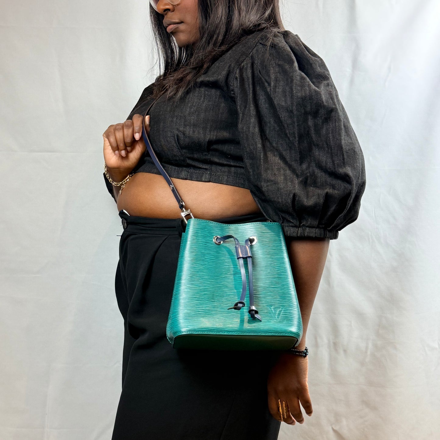 Louis Vuitton - green and blue NéoNoé BB Epi Leather Bucket Bag