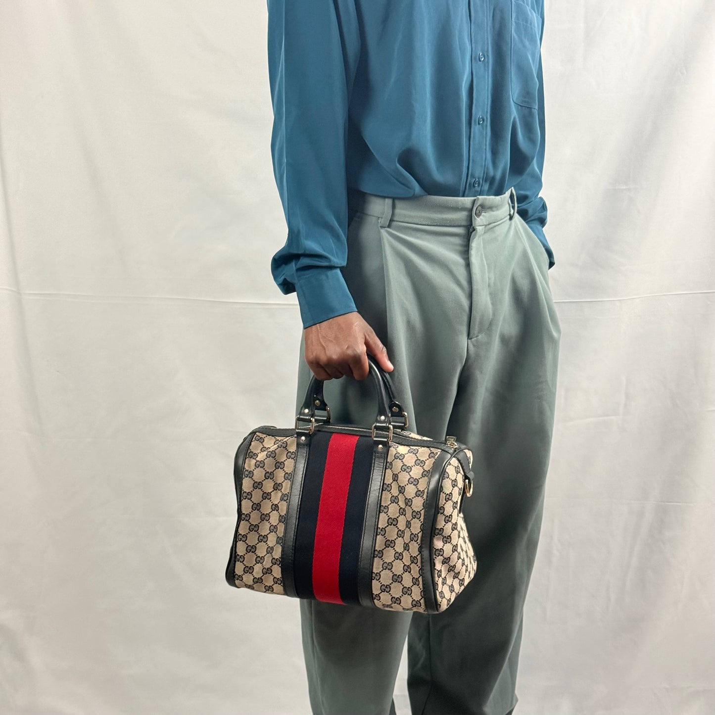 Gucci - Medium GG Canvas Web Joy Boston Bag