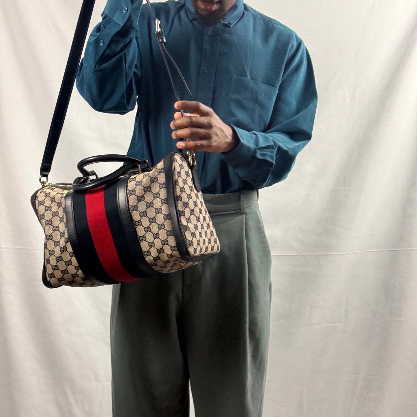 Gucci - Medium GG Canvas Web Joy Boston Bag