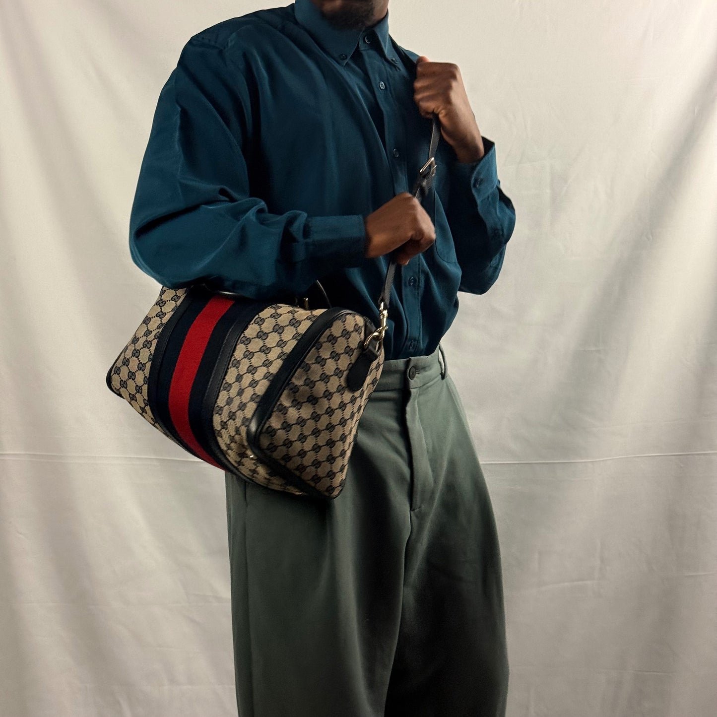 Gucci - Medium GG Canvas Web Joy Boston Bag