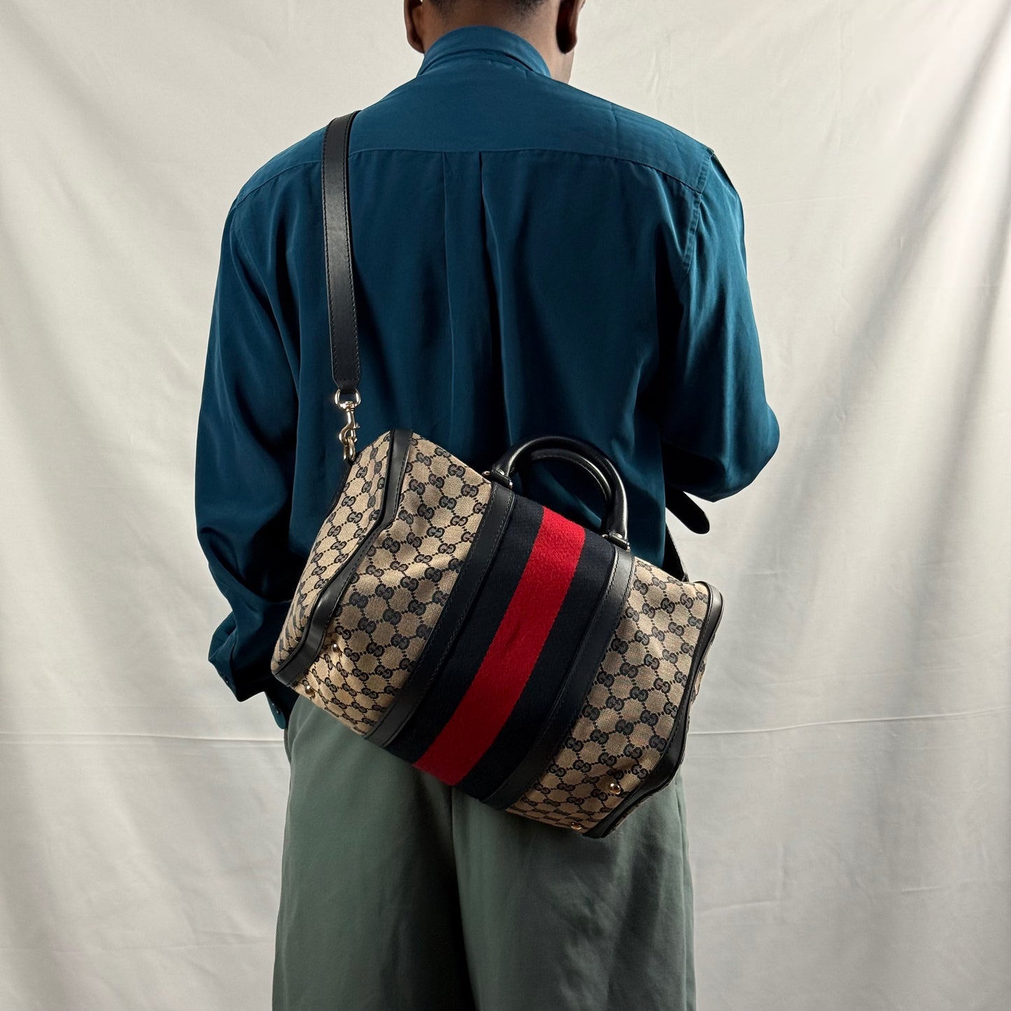 Gucci - Medium GG Canvas Web Joy Boston Bag