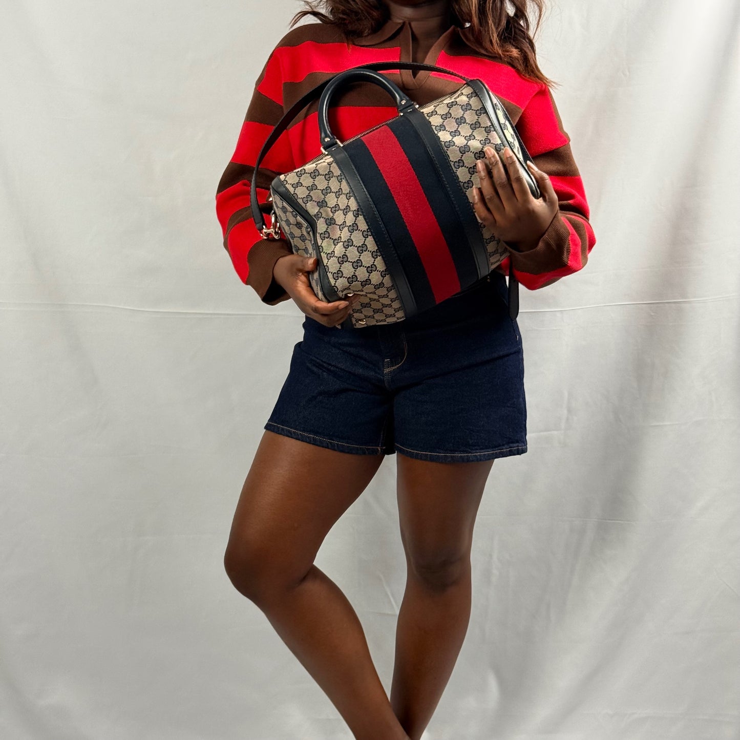 Gucci - Medium GG Canvas Web Joy Boston Bag